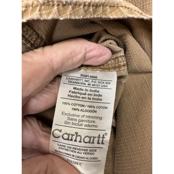 Carhartt Button Down Rugged Short Sleeve Shirt Men's 2XL Tall Brown Pockets - Picture 5 of 10